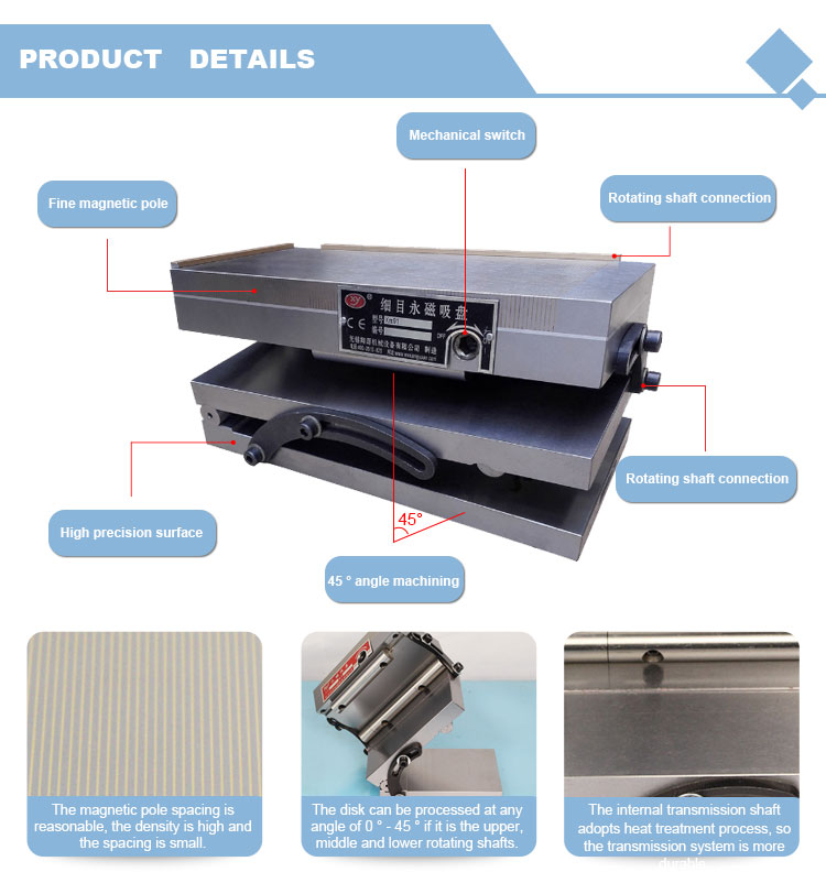 XM43 Double Inclined Precision Permanent Magnetic Chuck Small Workpiece Processing Tool