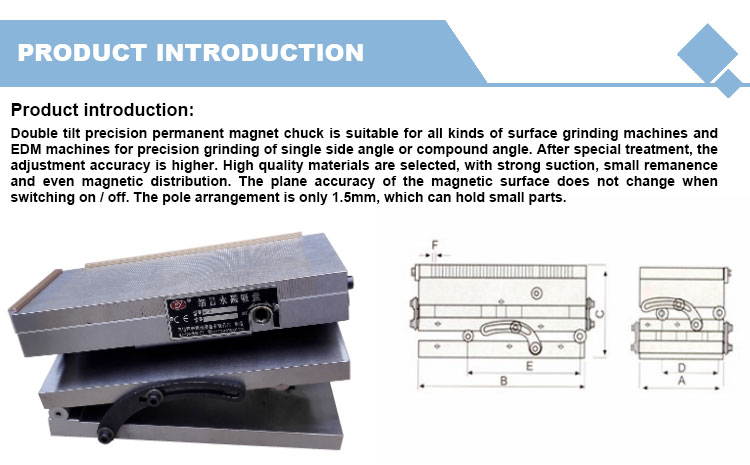 XM43 Double Inclined Precision Permanent Magnetic Chuck Small Workpiece Processing Tool