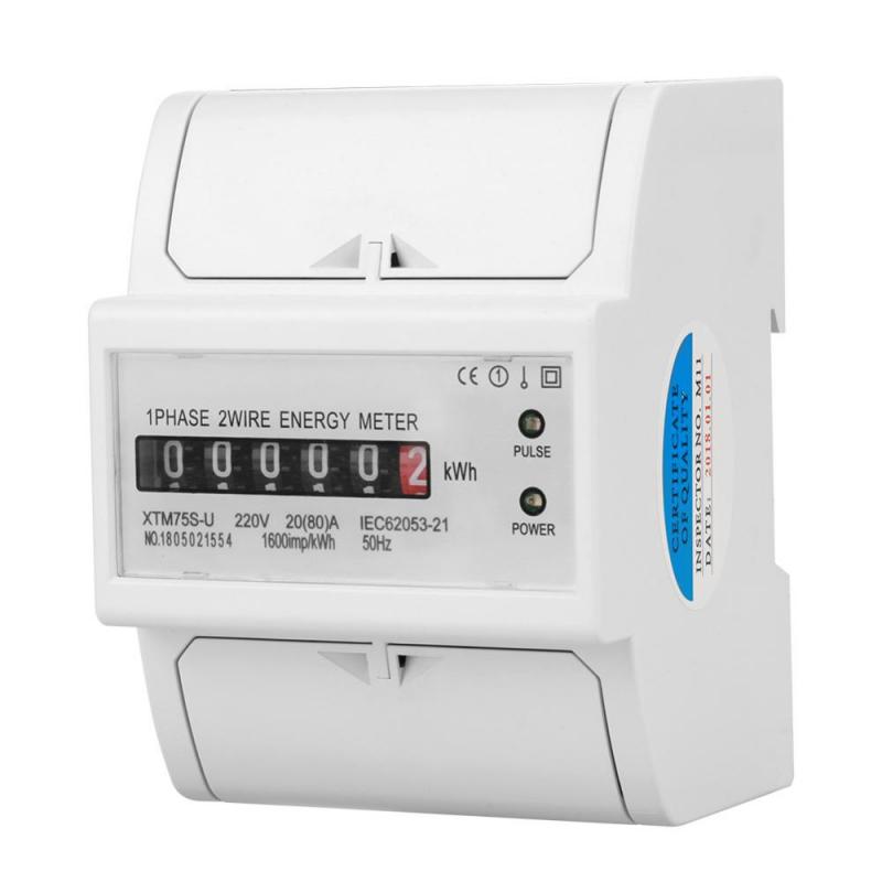 220V Digital 1Phase 2 Wire 4P DINRail Electric Meter Electronic KWh Meter 530A 1560A 2080A Optional XTM75SU Wit