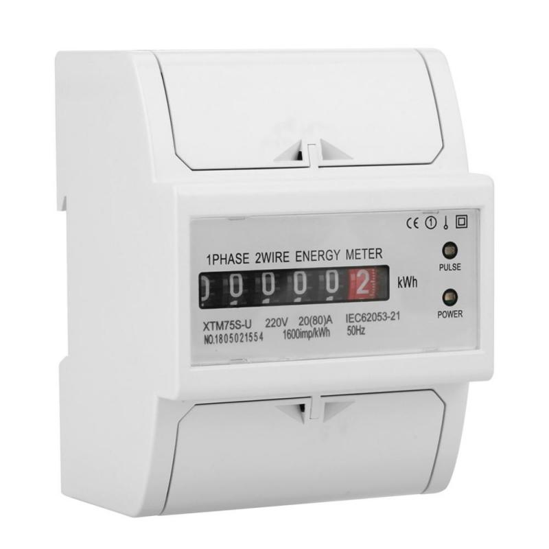 220V Digital 1Phase 2 Wire 4P DINRail Electric Meter Electronic KWh Meter 530A 1560A 2080A Optional XTM75SU Wit