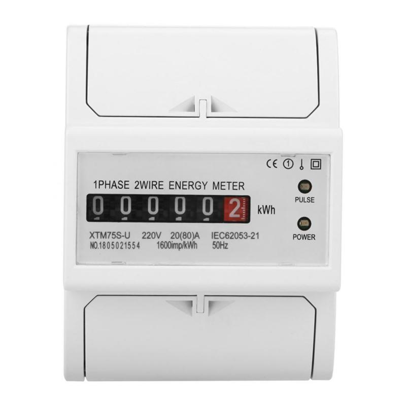 220V Digital 1Phase 2 Wire 4P DINRail Electric Meter Electronic KWh Meter 530A 1560A 2080A Optional XTM75SU Wit