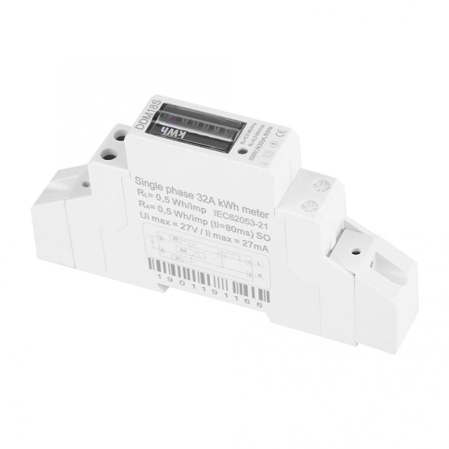 DDM18S Single Phase 1P Din Rail E220V DDM18S Single Phase 1P electricity Power Energy Meter 530A Digital Display