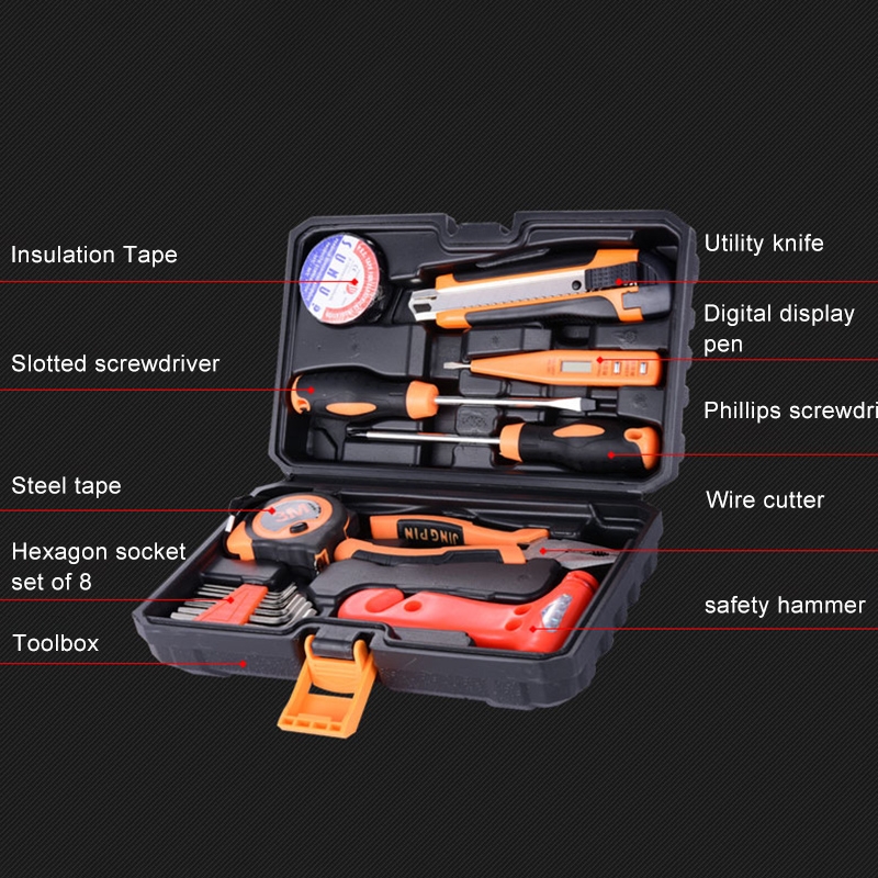 SOLUDE 16Pcsset Multifunctional Home Routine Repair Hand Tool Sets Screwdriver Hammer Pliers Combination Kit