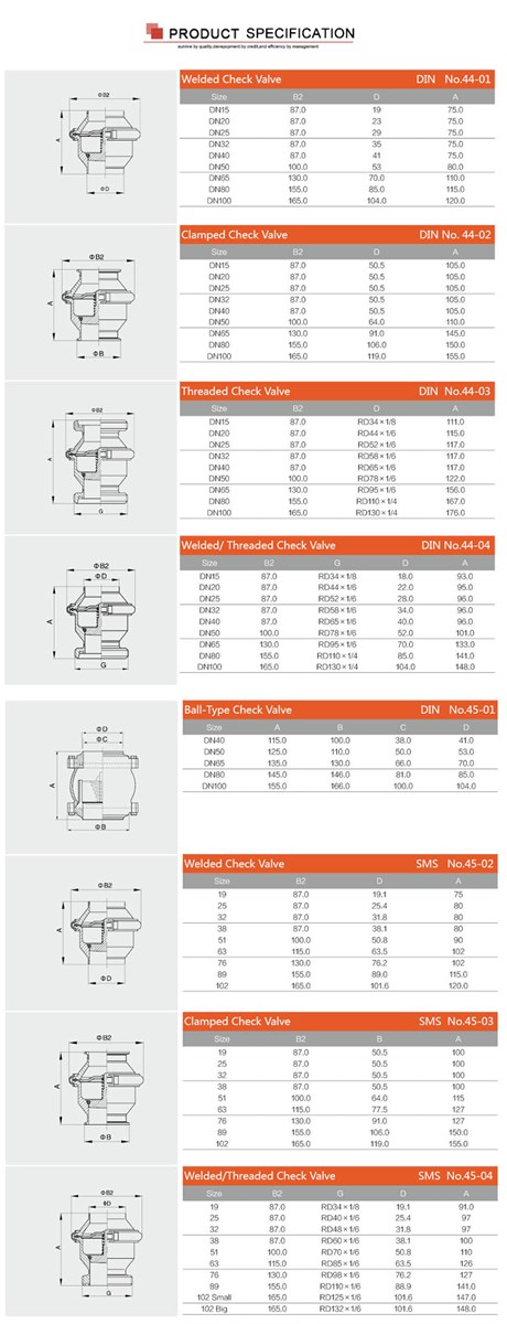 Stainless Steel Weld Ends Hygienic Non Return Valve