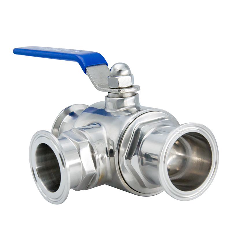 SMS 1016mm Food Grade Stainless Steel Three Ways Ball Valves with Triclover Ends