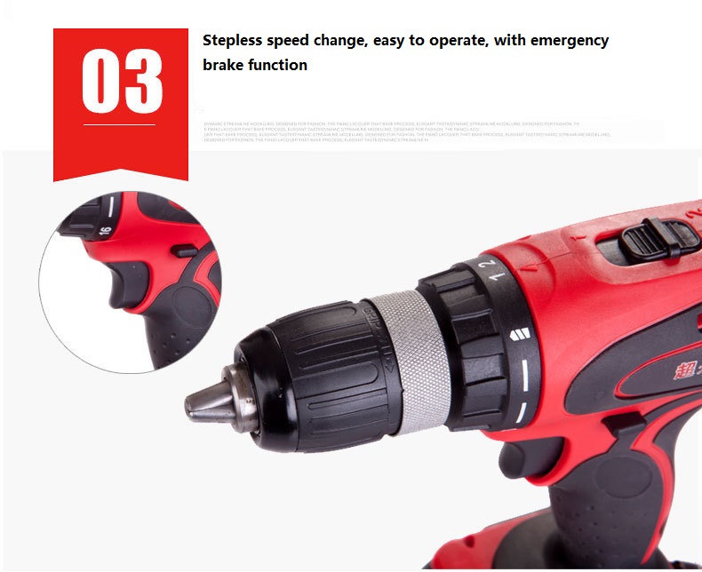 Strong Electric Drill 6000mAh8000mAh12000mAh 54NM Lithiumion Cordless Torque Electric Screwdriver13mm Drill