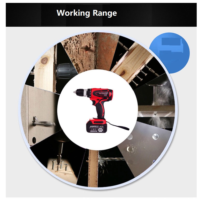 Strong Electric Drill 6000mAh8000mAh12000mAh 54NM Lithiumion Cordless Torque Electric Screwdriver13mm Drill