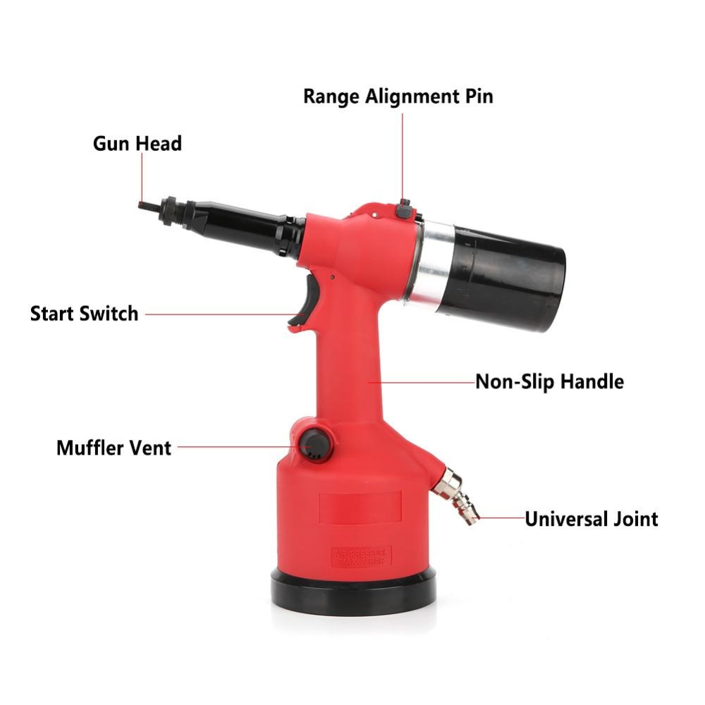 3500rpm Air Pull Nut Tool Fully Automatic Pneumatic Riveter Riveting Gun with M3M12 Nut Nozzle electric cordless