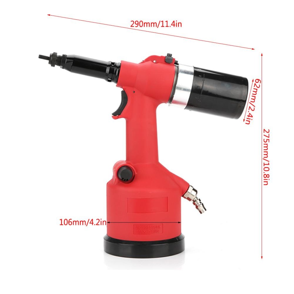 3500rpm Air Pull Nut Tool Fully Automatic Pneumatic Riveter Riveting Gun with M3M12 Nut Nozzle electric cordless