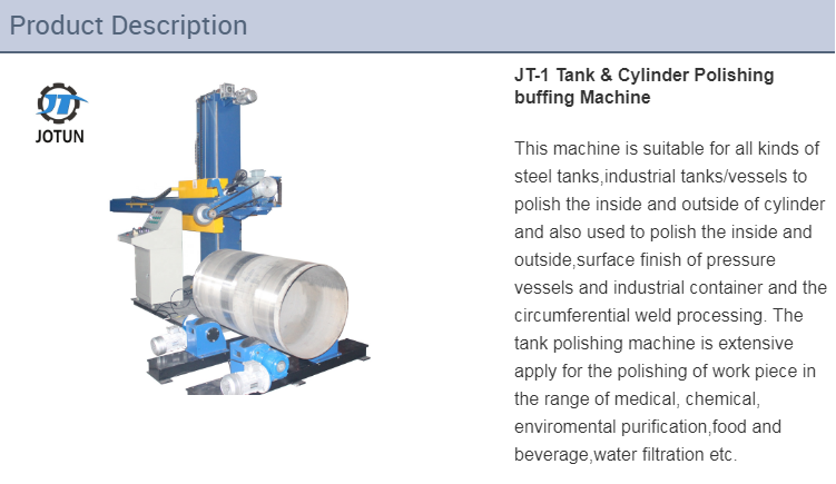 Jotun Stainlee steel Tank Polishing Machine