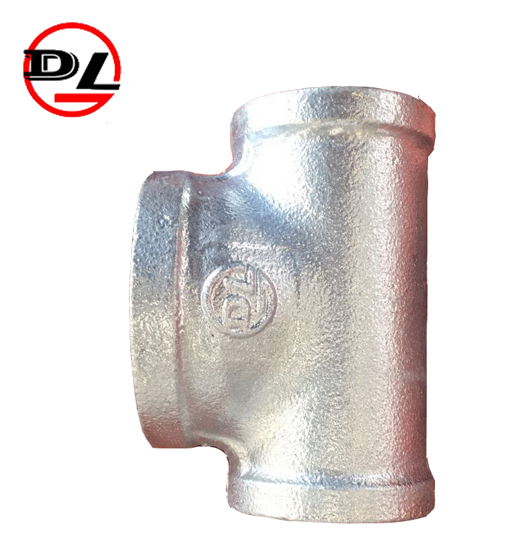 malleable iron pipe fittings galvanized reducing tee