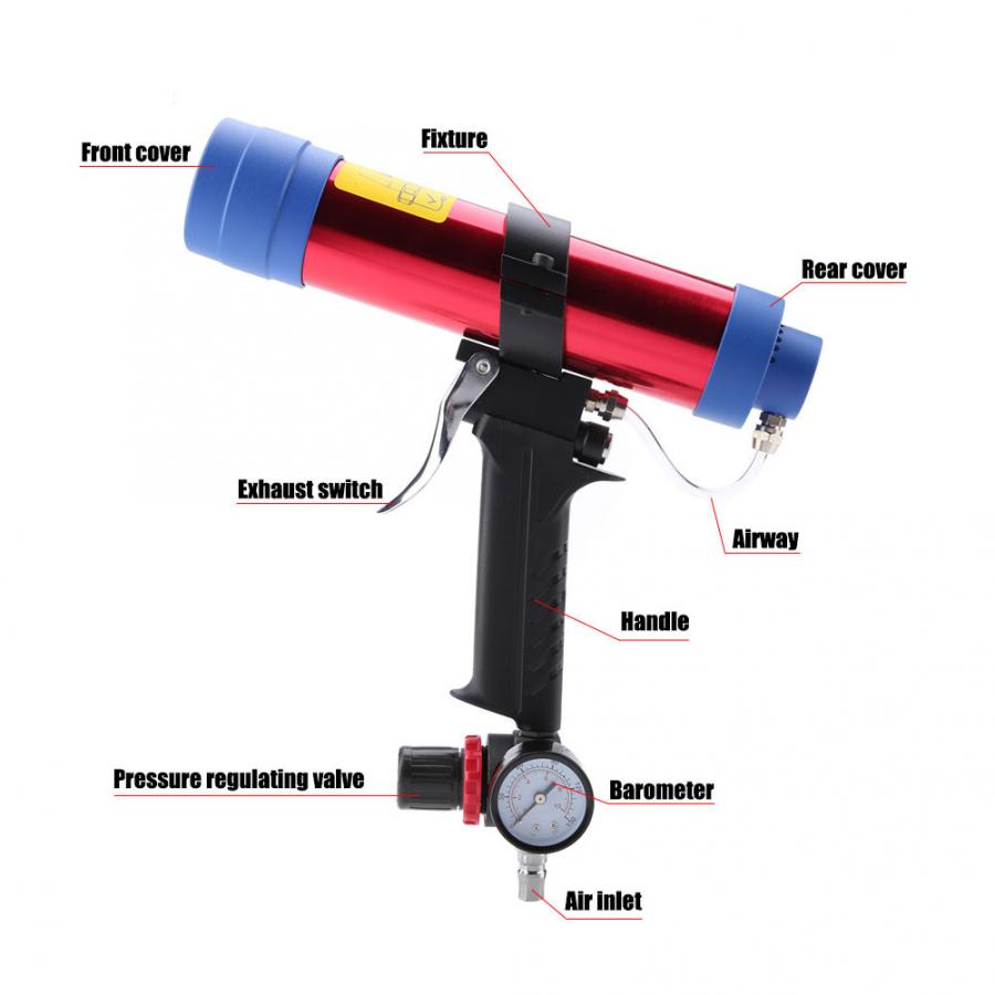 Glue Gun 310ML Pneumatic Glass Glue Sealant Cartridge Gun Paint Decorating Tool Hot