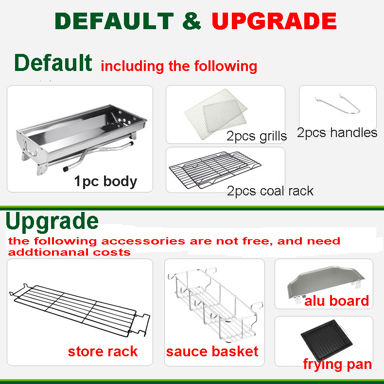 Portable stainless steel BBQ grill with tool and accessory basket