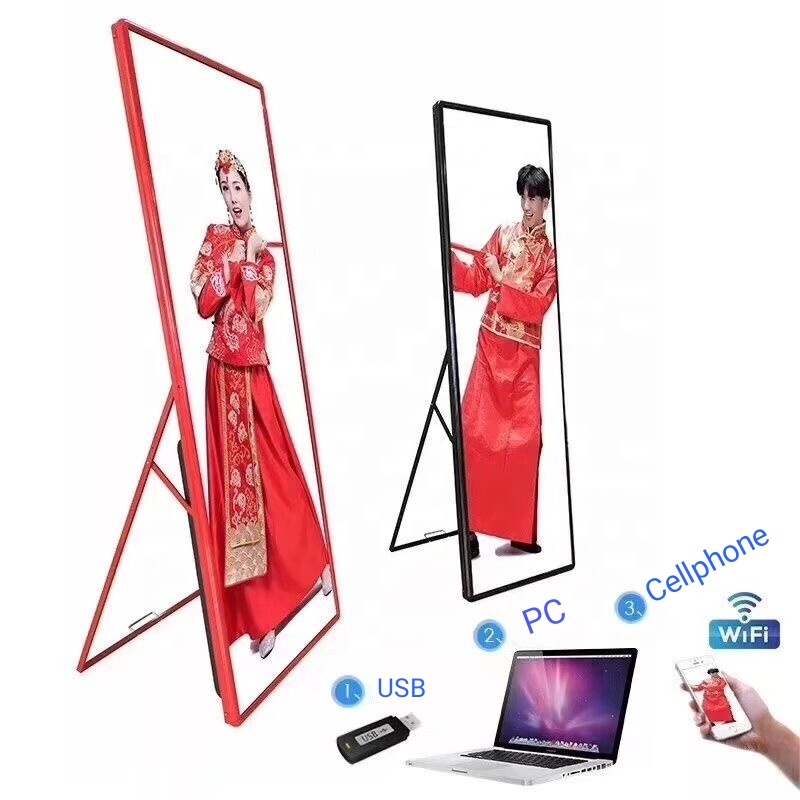 Hot selling p25 floor standing LED display WiFi USB indoor LED poster