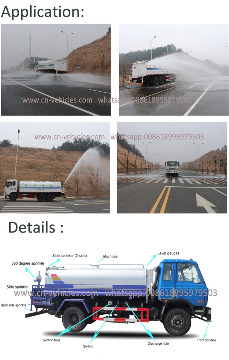 Chengli Speical Automobile 2 unit Dongfeng water Sprinkler truck 10000Liters with Cummins Engine We ship to our customer