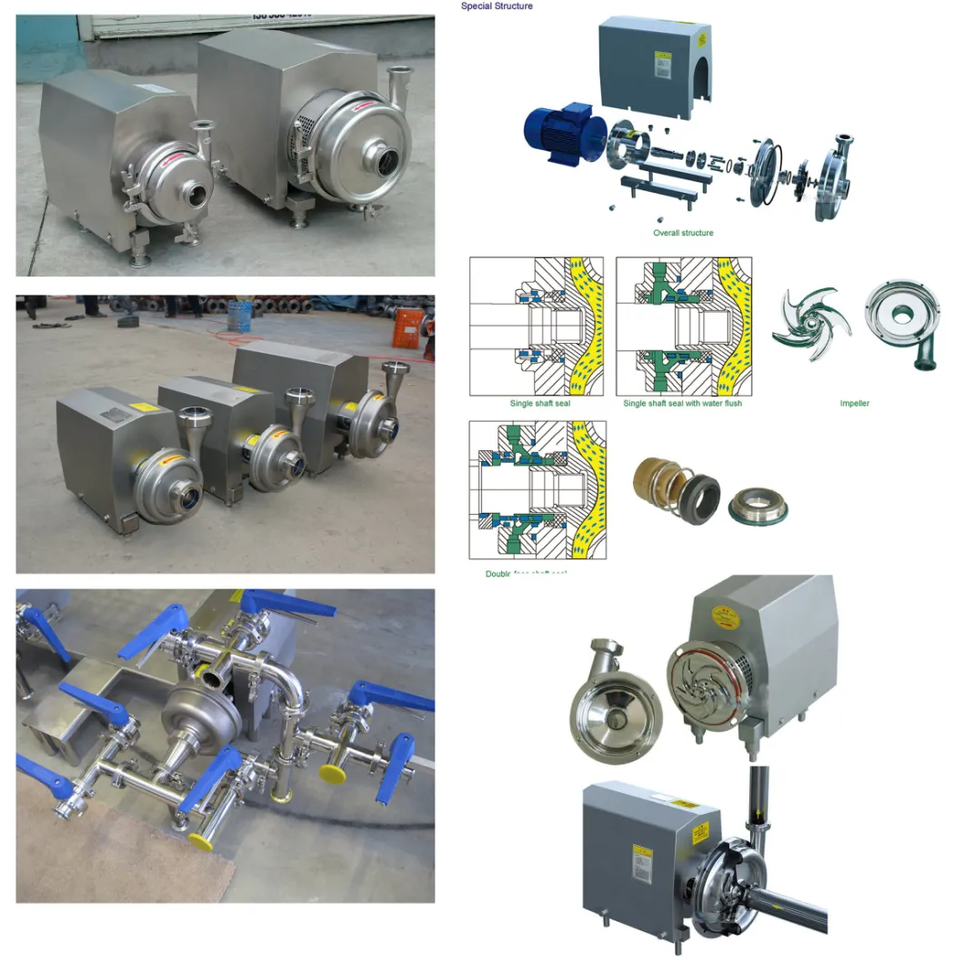Stainless Steel Ss304 Sanitary Milk Centrifugal Pump with Open Impeller