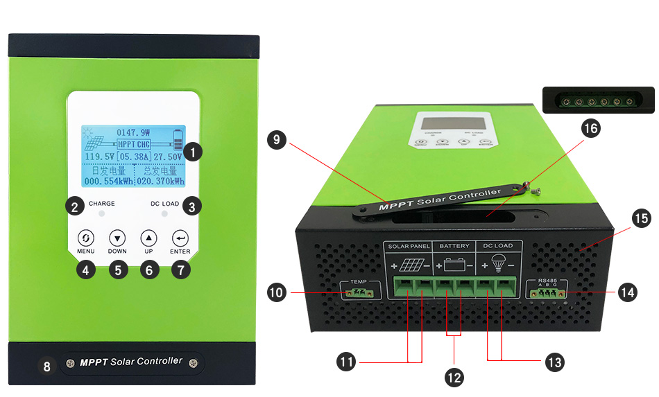 12V 24V 48V automatic recognition MPPT solar controller