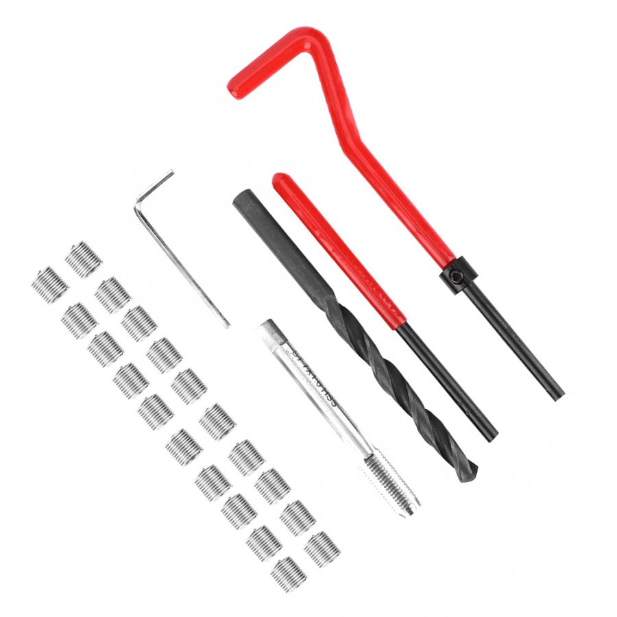 25pcs Thread Repair Insert Kit Compatible Hand Tool Set for Auto Repairing M6 10 80mm