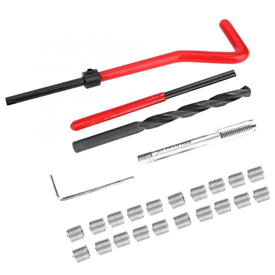 25pcs Thread Repair Insert Kit Compatible Hand Tool Set for Auto Repairing M6 10 80mm