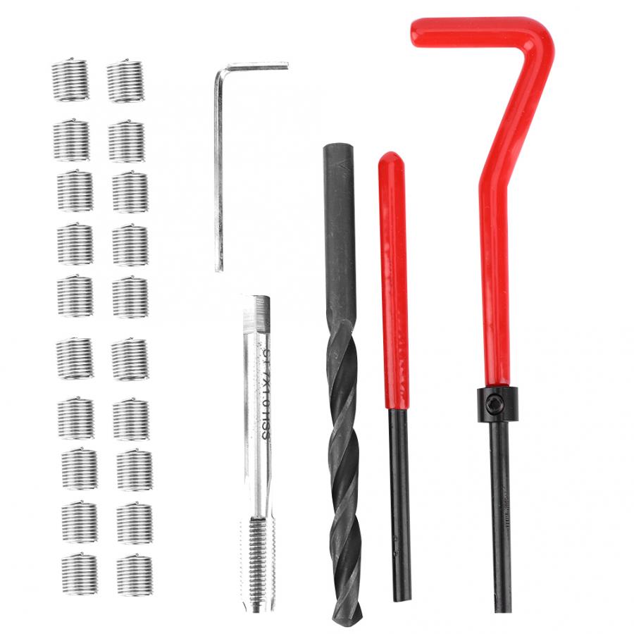 25pcs Thread Repair Insert Kit Compatible Hand Tool Set for Auto Repairing M6 10 80mm