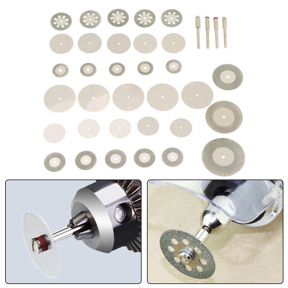 37pcs Diamond Stainless Steel Cutting Disc Saw Blades Tools Kit