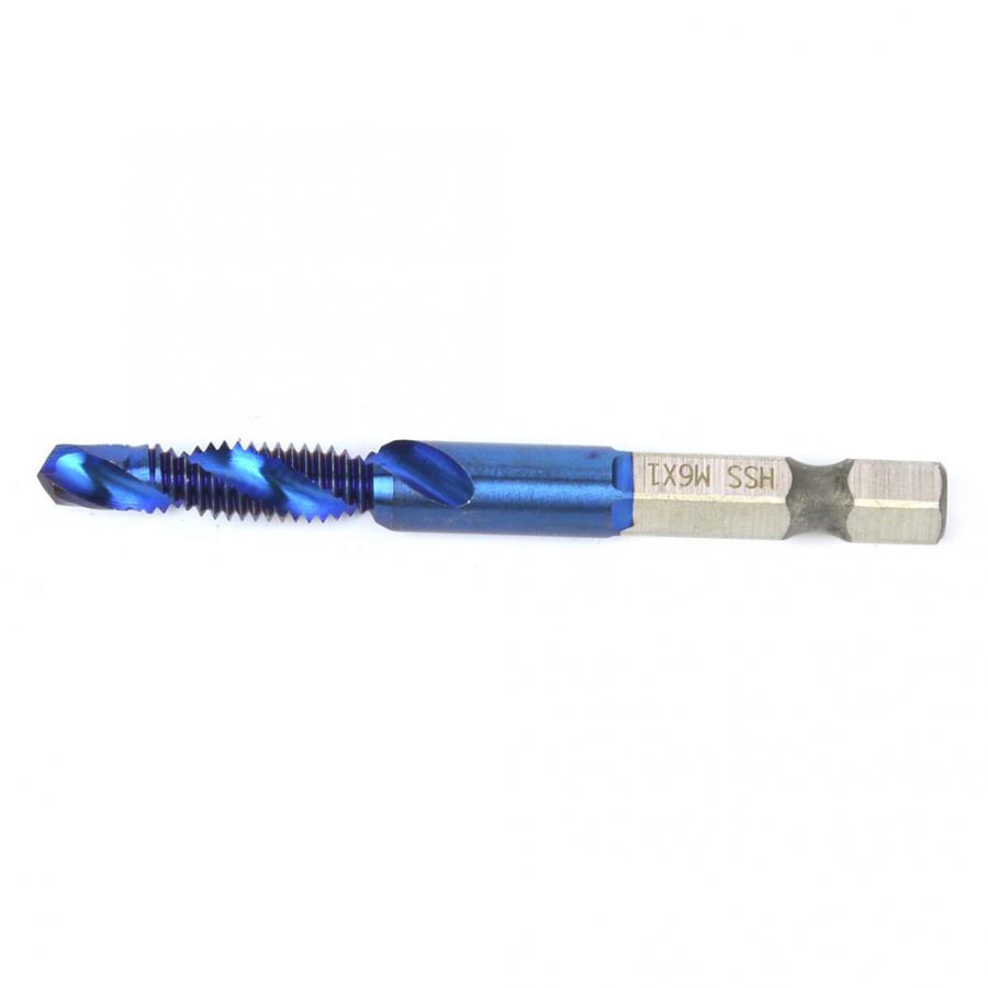 6 pcs metric hexagon shank tap bit M3M10 drill tapping Compound Tap metric M35 blue NAMI coating 6piece set