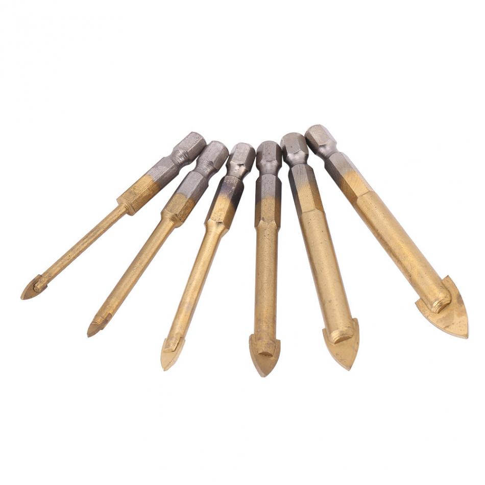 6pcsset Triangle Drill marble tile Hole Tools HighSpeed Steel twist drill Hex Shank Hand Tools Set 45681012mm