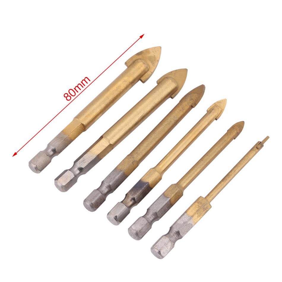 6pcsset Triangle Drill marble tile Hole Tools HighSpeed Steel twist drill Hex Shank Hand Tools Set 45681012mm