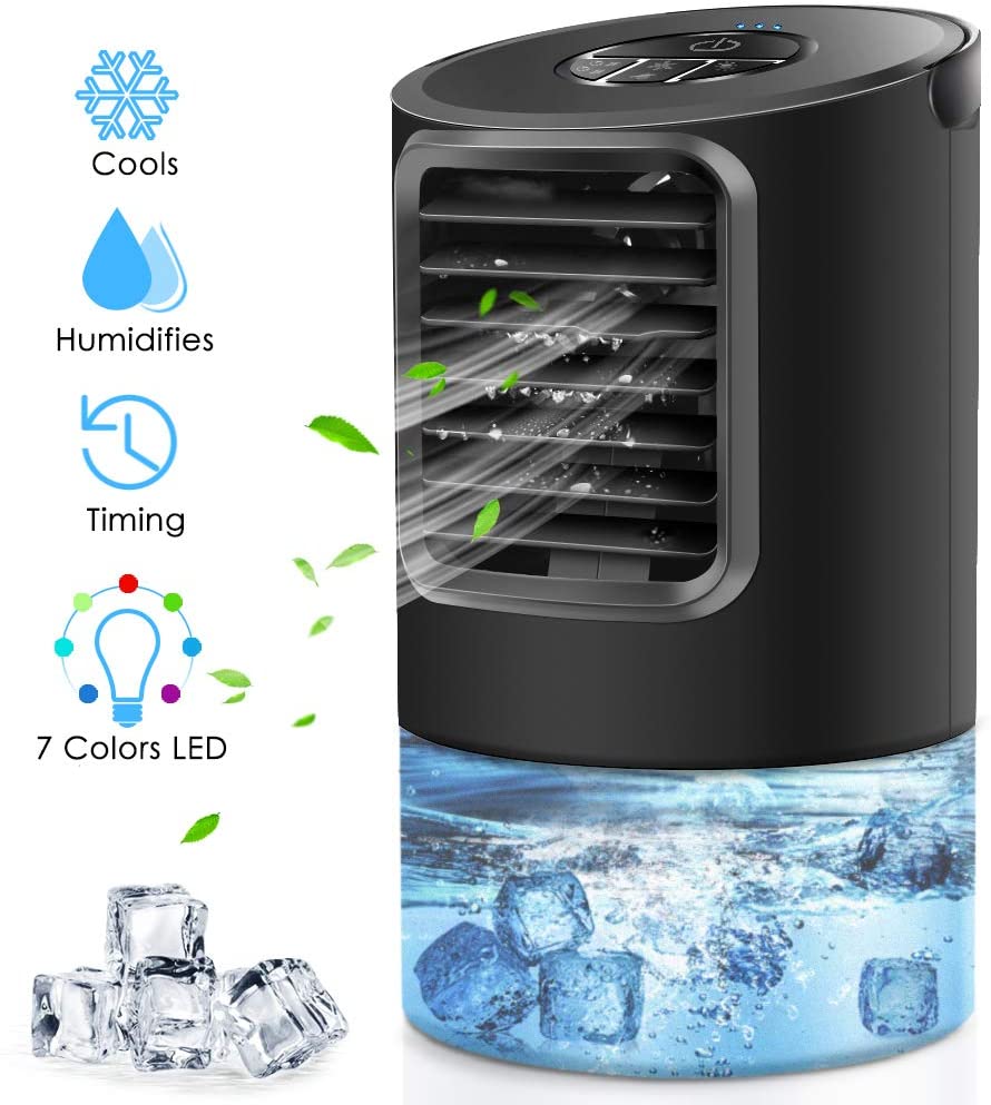 Ameiko portable air conditioning fan Mini evaporative cooler personal air conditioning cooler 7 color dimming 3 speed ul