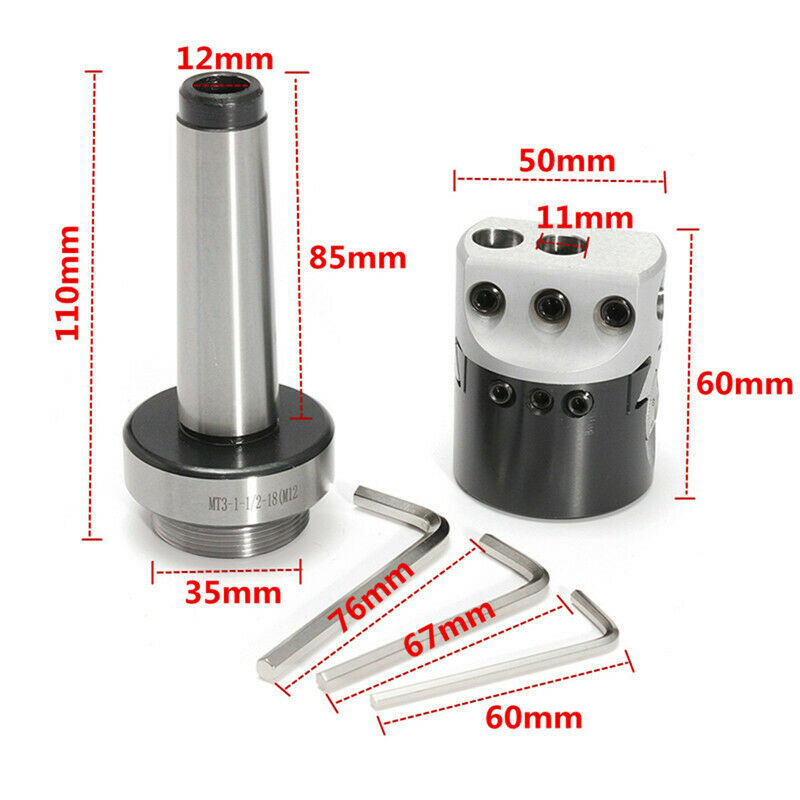 F12 inch Boring Head MT3 Shank Carbide Shank Tipped Hole Milling Holder Boring Bar Set