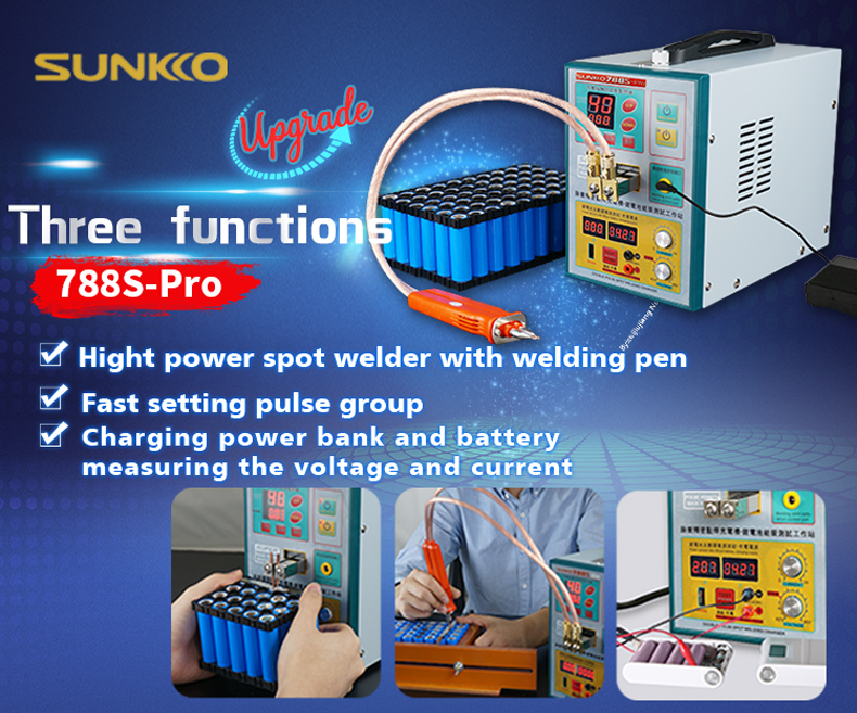 SUNKKO 788SPRO 220V 18650 Battery Pushup Spot Welding Charging Integrated Spot Welding Machine