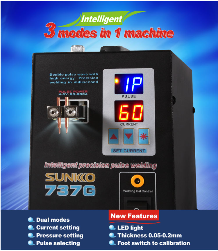 SUNKKO S737G dual digital display singlemode 18650 Battery Spot Welde Soldering Battery Welding Machine Portable