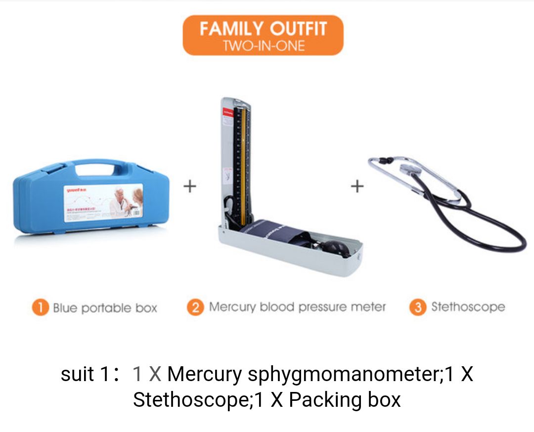 Mercury Sphygmomanometer and Stethoscope Home Health Blood Pressure Monitor Fetal Doppler Medical Equipment Gift Box