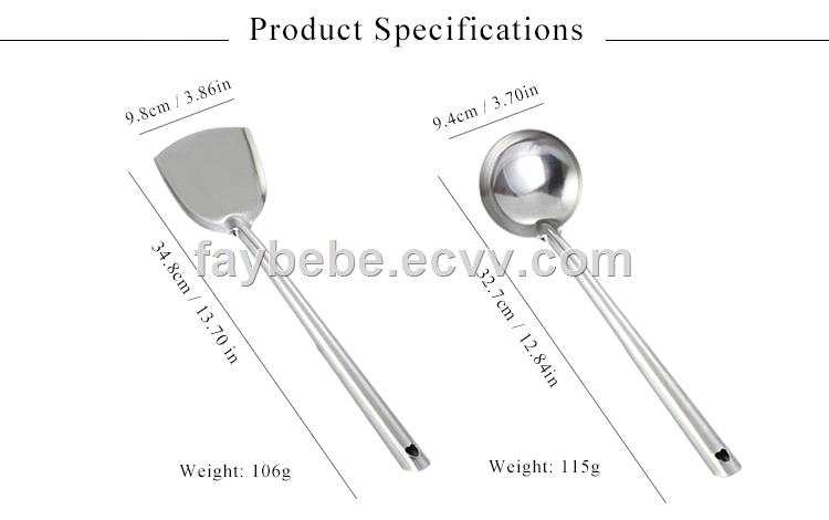 410 Stainless Steel Longer Handle Spatula and Ladle