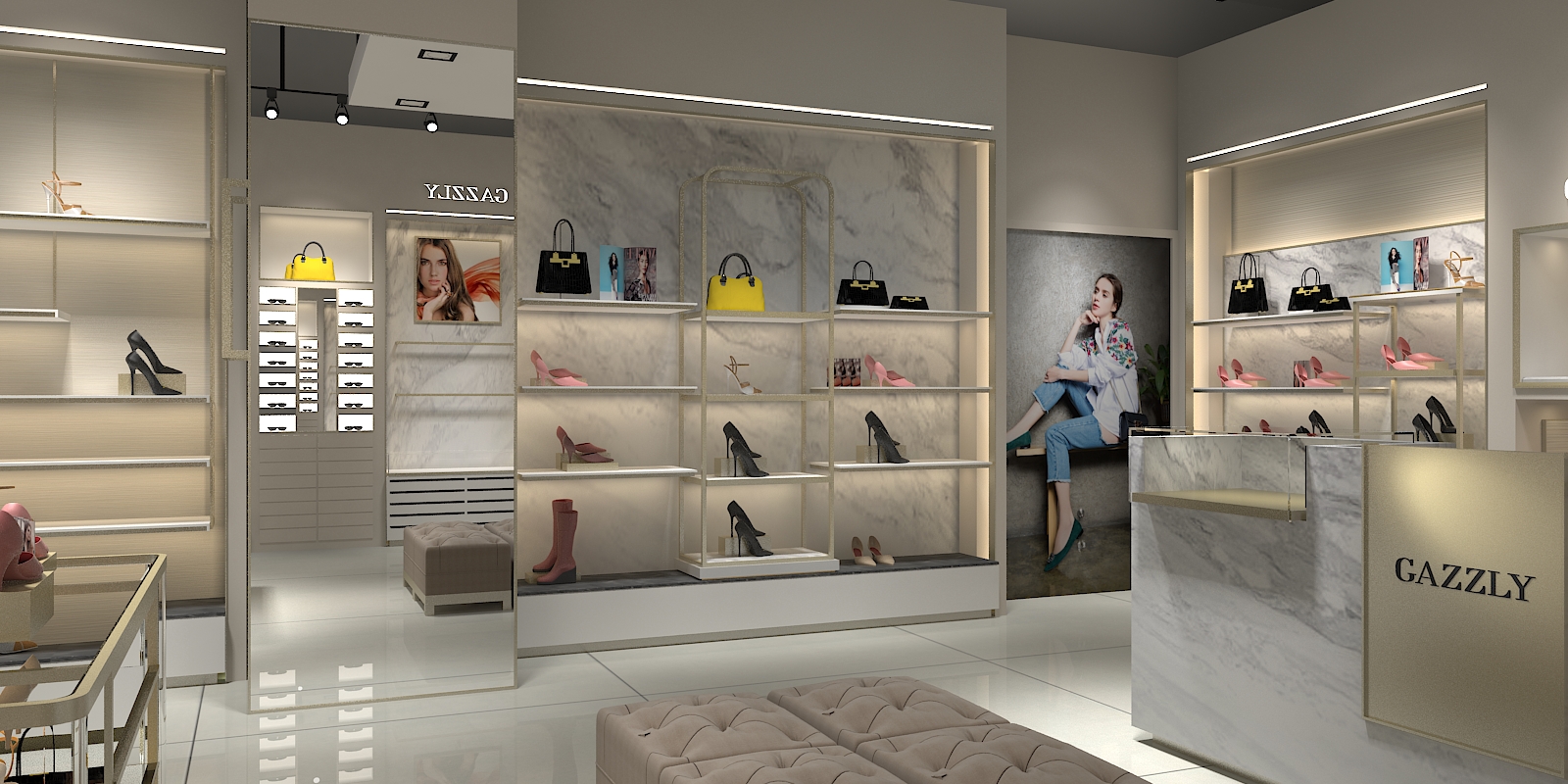 custom made lady fashion apparel garment store display cabinet retail fixture with LED lighting