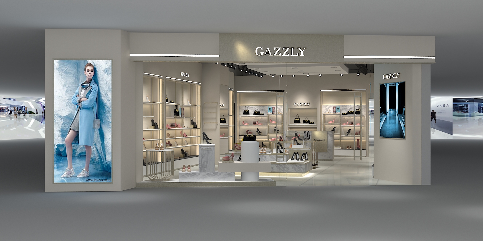 custom made lady fashion apparel garment store display cabinet retail fixture with LED lighting