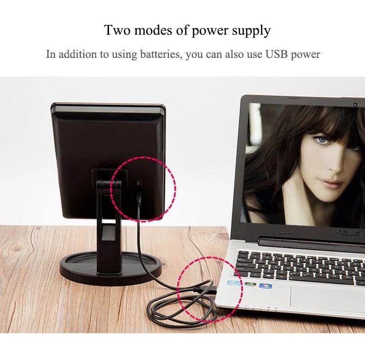 LED makeup mirror with lamp touch screen table lamp square dressing mirror