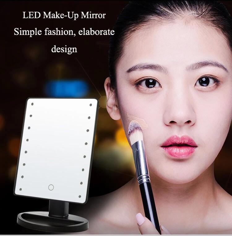 LED makeup mirror with lamp touch screen table lamp square dressing mirror