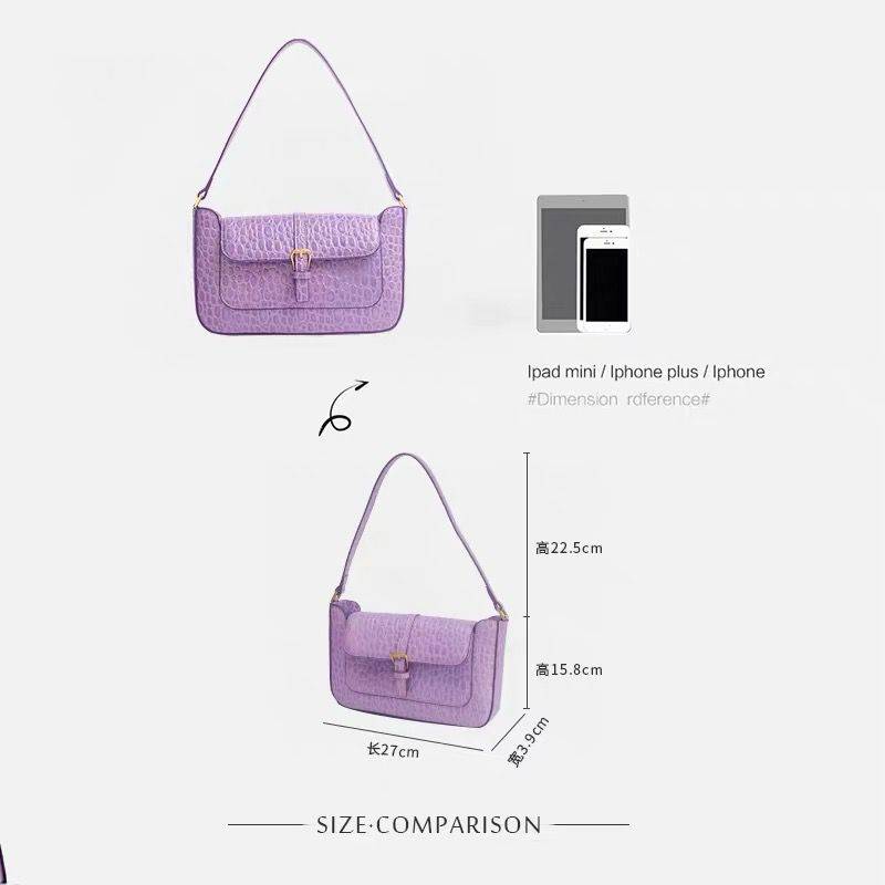 Purple handbag with fashionable stone pattern