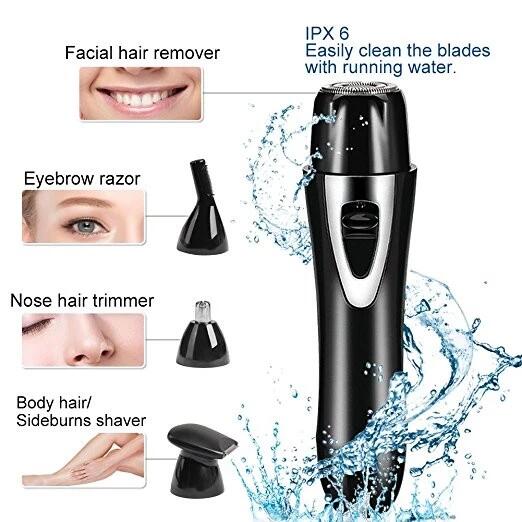 Very eternity Women Electric Hair Trimmer 4 in 1 Lady Facial Shaver for EyebrowHair Removal