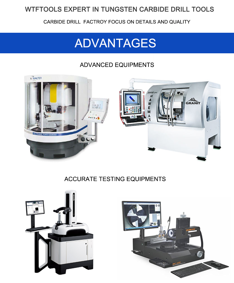 wtftools 3D 2 flutes tungsten carbide twist drill bits with high precision