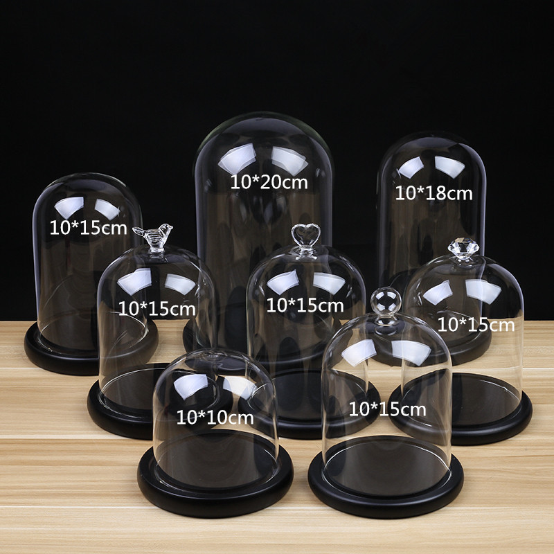 Black Base Glass Dome Vase Home Decoration Creative Glass Cover Wedding Favor Gift