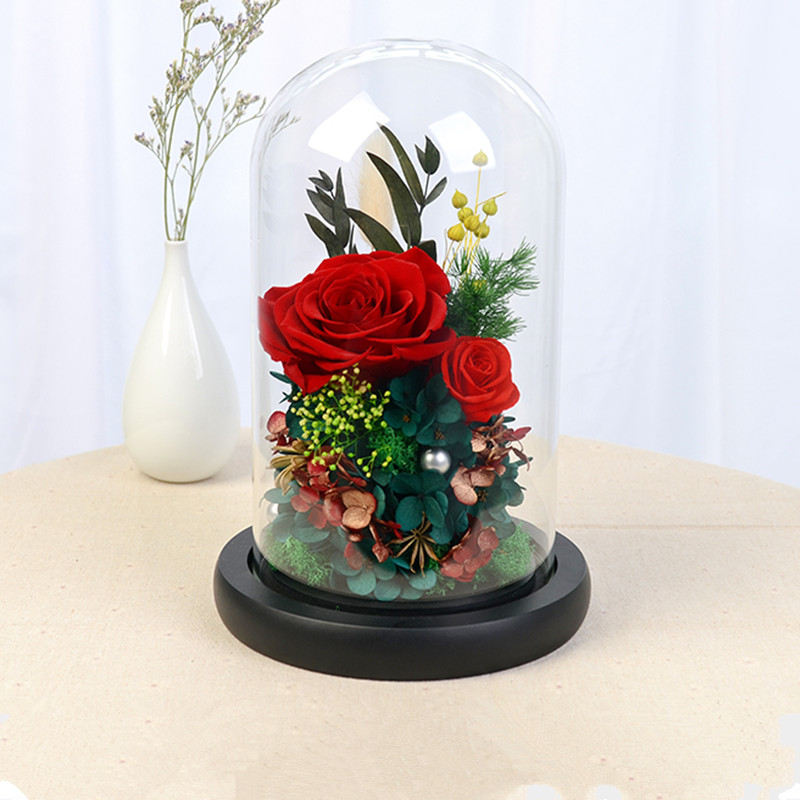 Black Base Glass Dome Vase Home Decoration Creative Glass Cover Wedding Favor Gift