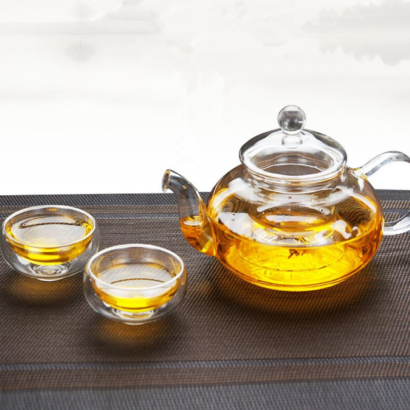 600ml High Borosilicate Glass Material Teapot Home Office Hotel Handmade Glass Teapot Cup Set