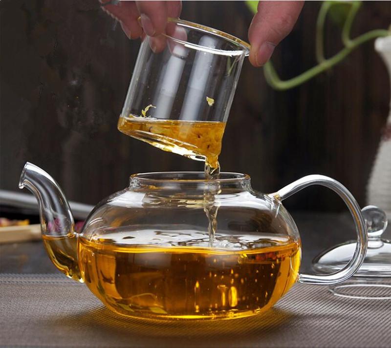 600ml High Borosilicate Glass Material Teapot Home Office Hotel Handmade Glass Teapot Cup Set