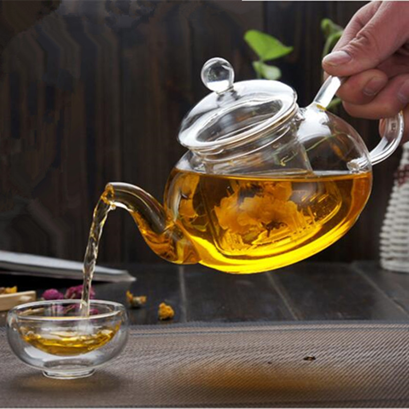 600ml High Borosilicate Glass Material Teapot Home Office Hotel Handmade Glass Teapot Cup Set