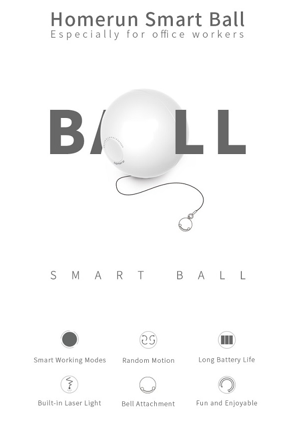 Homerun Smart Interactive Automatic Pet Rolling Ball Products with LED