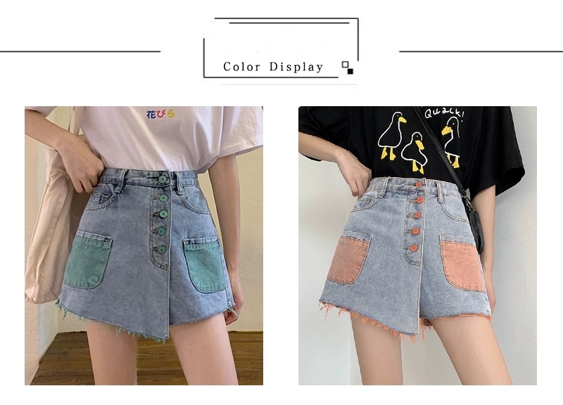 Spring Korean version 2020 new design feel single row buckle high waist thin edge denim skirt pants