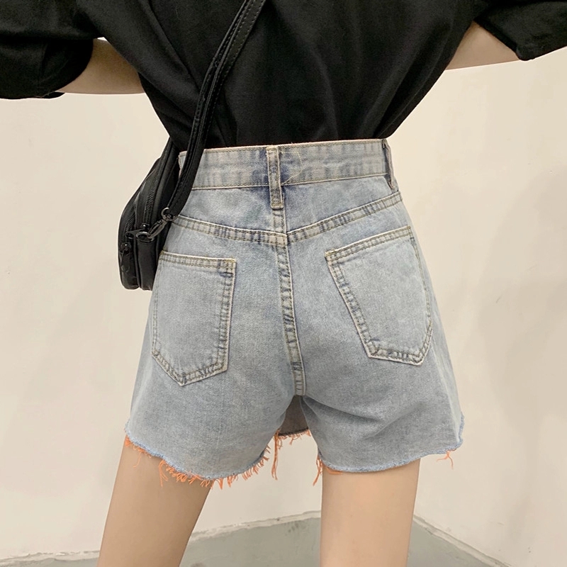 Spring Korean version 2020 new design feel single row buckle high waist thin edge denim skirt pants