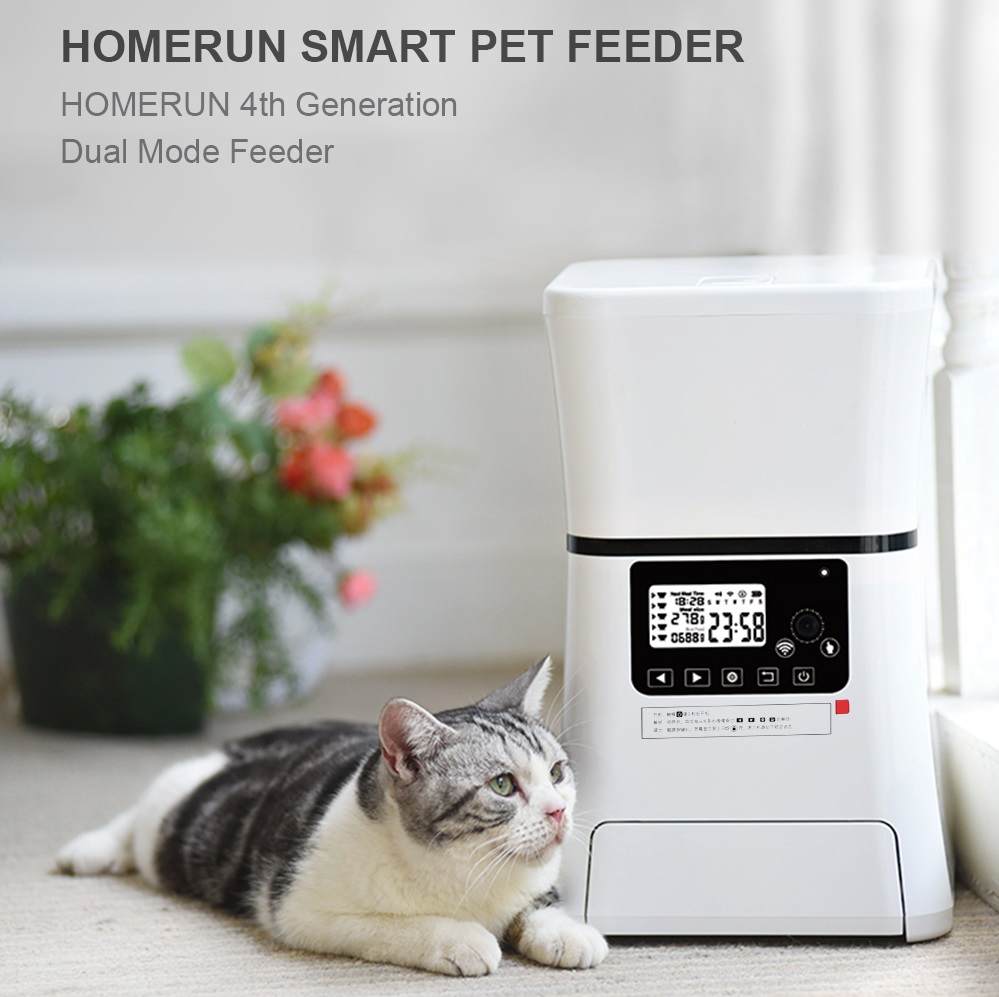 Homerun Smart Automatic Pet Feeder With Bluetooth WiFi APP Remote Control CE FCC for Dogs Cats